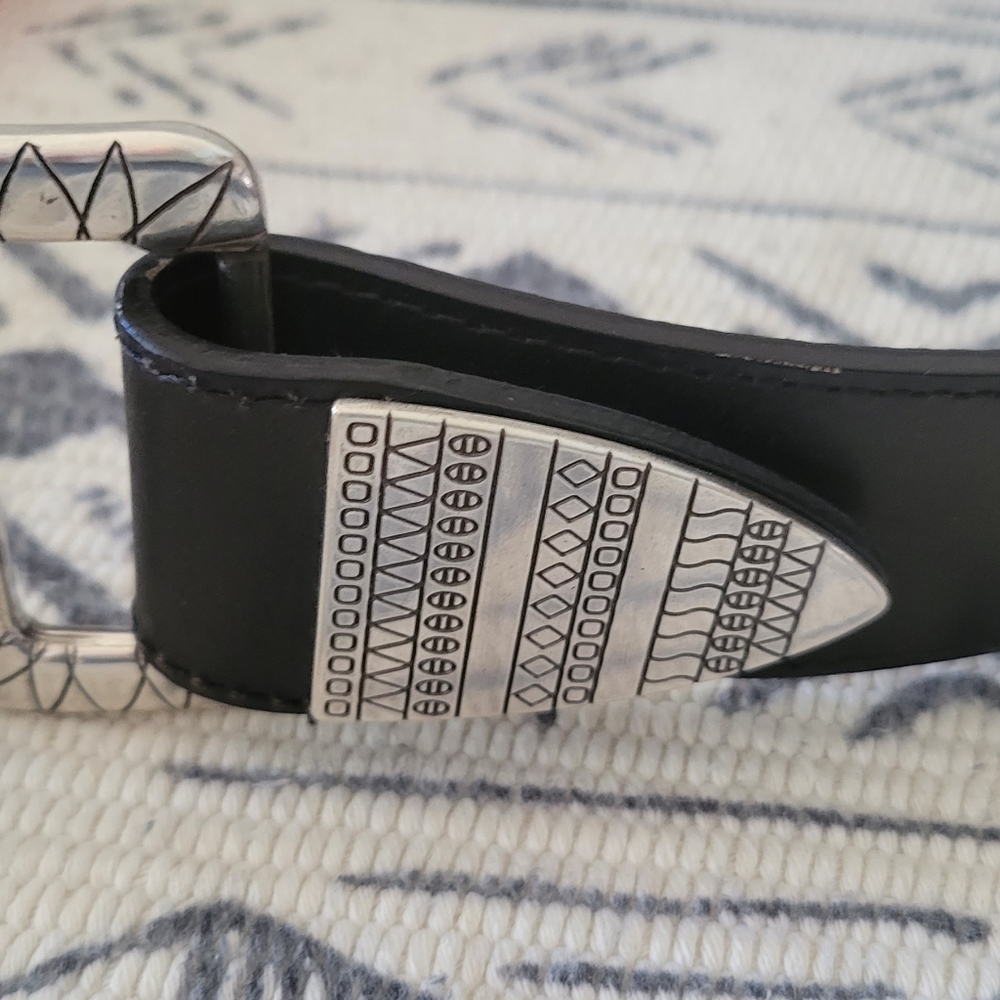 Chico's Chunky Silver Statement Buckle Leather Be… - image 4